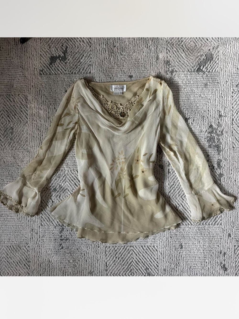 Vera Crunta Y2K fairy cottage core silk cowl neck  blouse